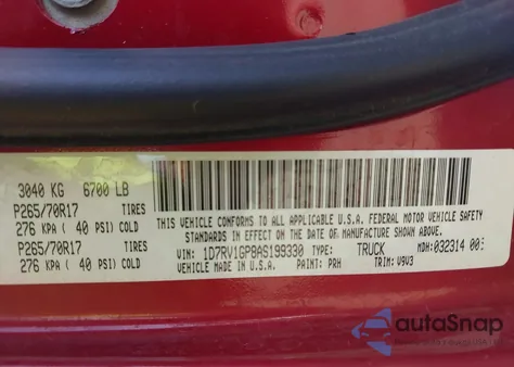 2010 Dodge Ram 1500 St z USA, uszkodzony, nr VIN 1D7RV1GP8AS199330